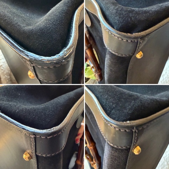 Gucci Diana Black Suede/Leather Bamboo Handle Tote - Vintage - Picture 6 of 15